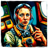 cyborg pilot Russian women, interior cockpit, hyperdetailed, by john blanche