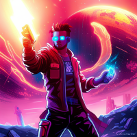 Ultradetailed illustration of an energy cosmic spell casted in nebula in the universe, Kamehameha, neon cyberpunk setting, cyberpunk 2 0 7 7, highly detailed,Concept art by jama jurabaev,
