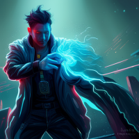 Ultradetailed illustration of an energy cosmic spell casted in nebula in the universe, Kamehameha, neon cyberpunk setting, cyberpunk 2 0 7 7, highly detailed,Concept art by jama jurabaev,
